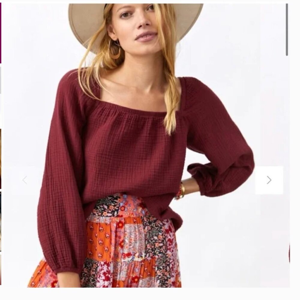 cloth & stone | Anthropologie Jovie blouse red cranberry wine sz S